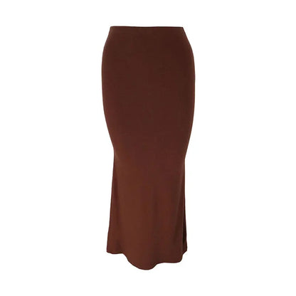 Sexy Women's Skirt Summer Solid New Streetwear Fashion Casual Slim Versatile Female Straight Skirt Elegant Simple Knitted Skirt