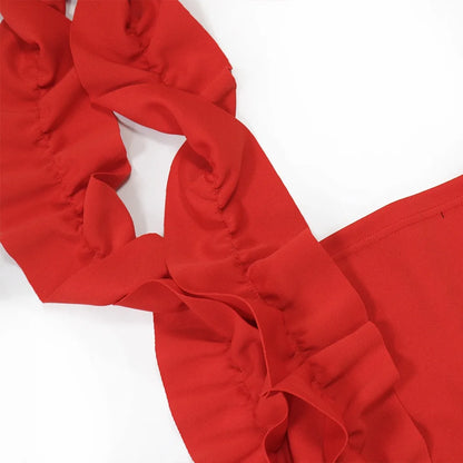 Sexy Dresses for Woman 2025 New Summer Red One Shoulder Ruffles Sheath Mini Length Elegant Ladies Evening Night Birthday Dress