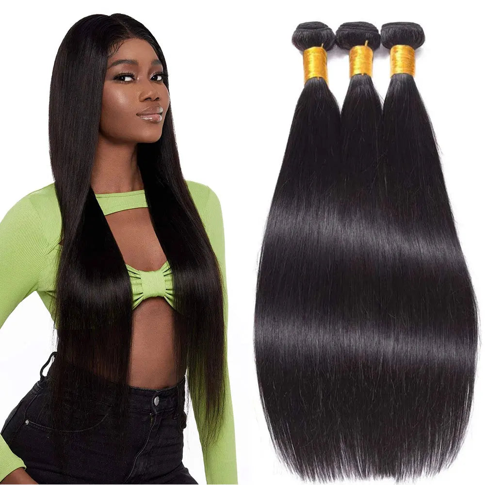 Brazilian Hair Weave Bundles 100g 1 Bundle 30 inch Straight Human Hair Burndles Natural Black Hair Weft Human Hair Extensions