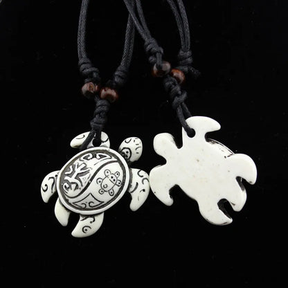 Turtle Necklace for Women Men Yak Bone Tortoise Hawaii Tribal Surfer Necklace Sea Turtles Pendants Necklaces