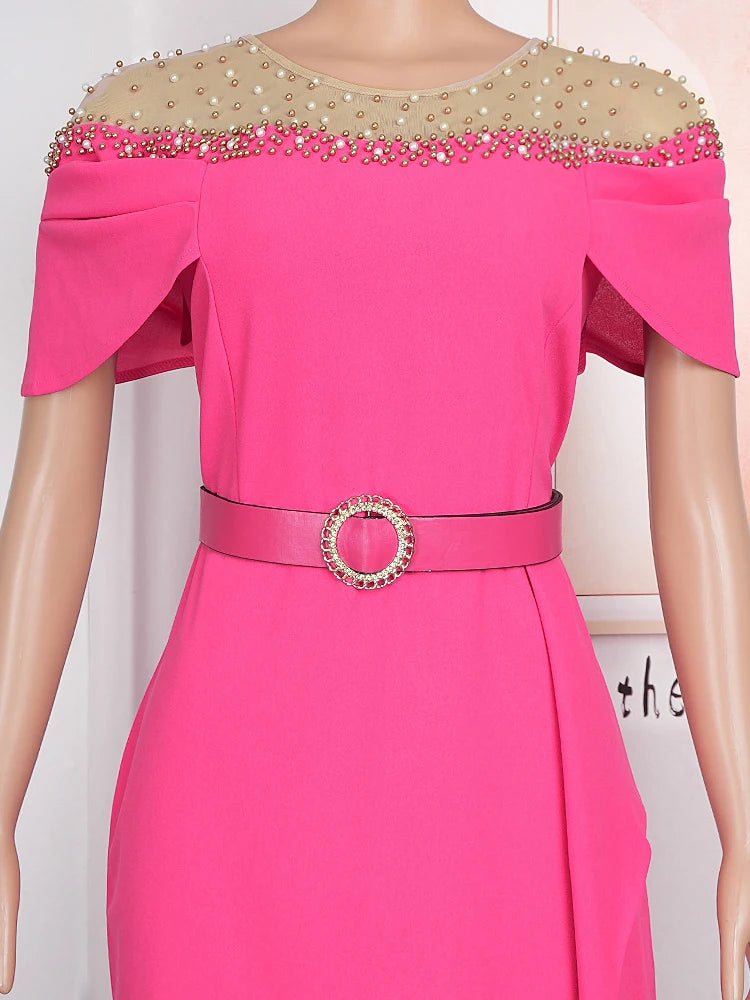 Elegant Party Dresses For Women 2025 Spring Summer Short Sleeve Bodycon Robe African Wedding Prom Evening Dress Ladies Clothing