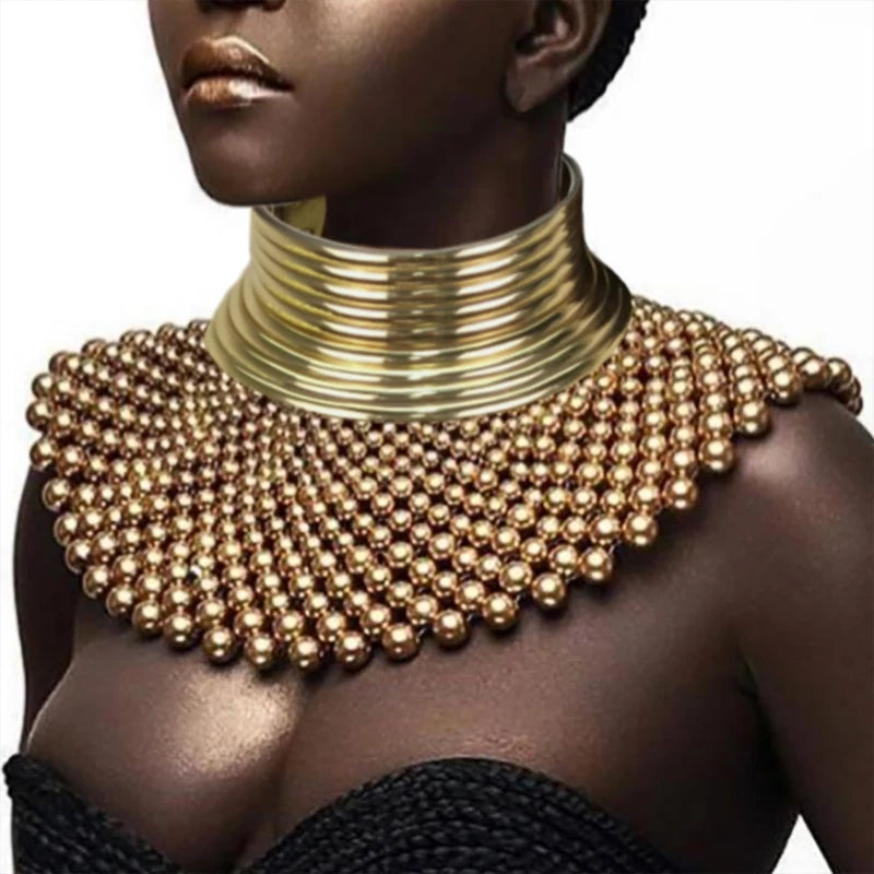 Indian Necklaces for Women Brand African Jewelry Handmade Beaded Statement Collar Beads Choker Necklace Wedding Dress