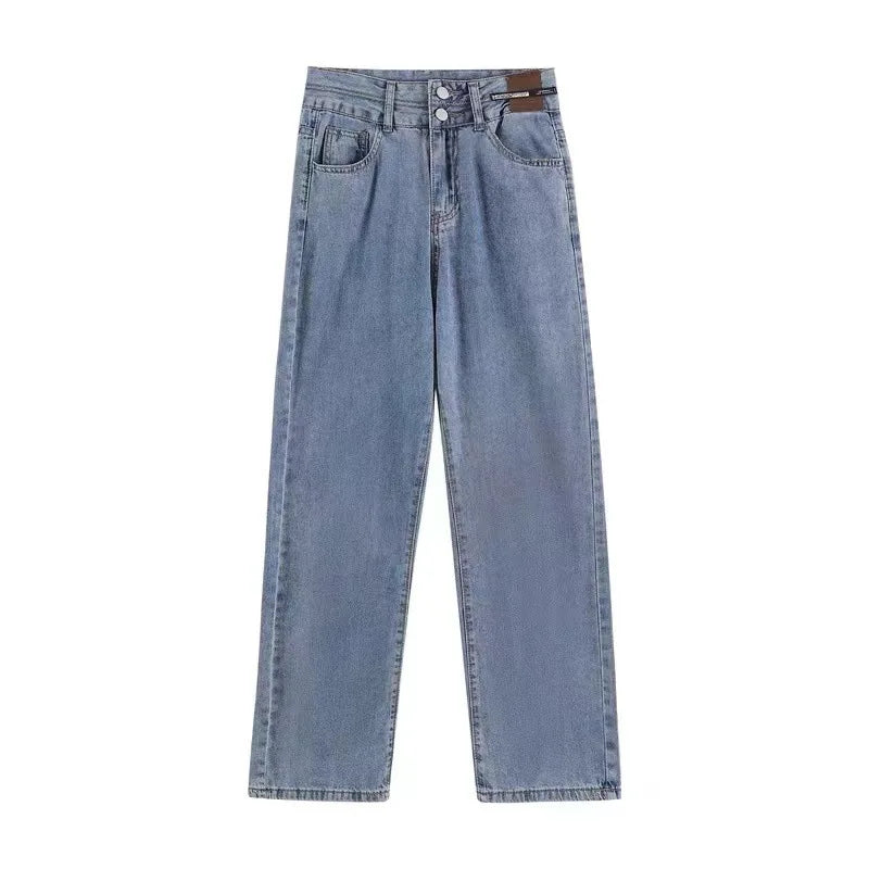 Women's High-Waisted Wide-Leg Jeans, Women's Spring Wear, New Loose Straight-Legged Small Man, Thin and Mopping Long Pants