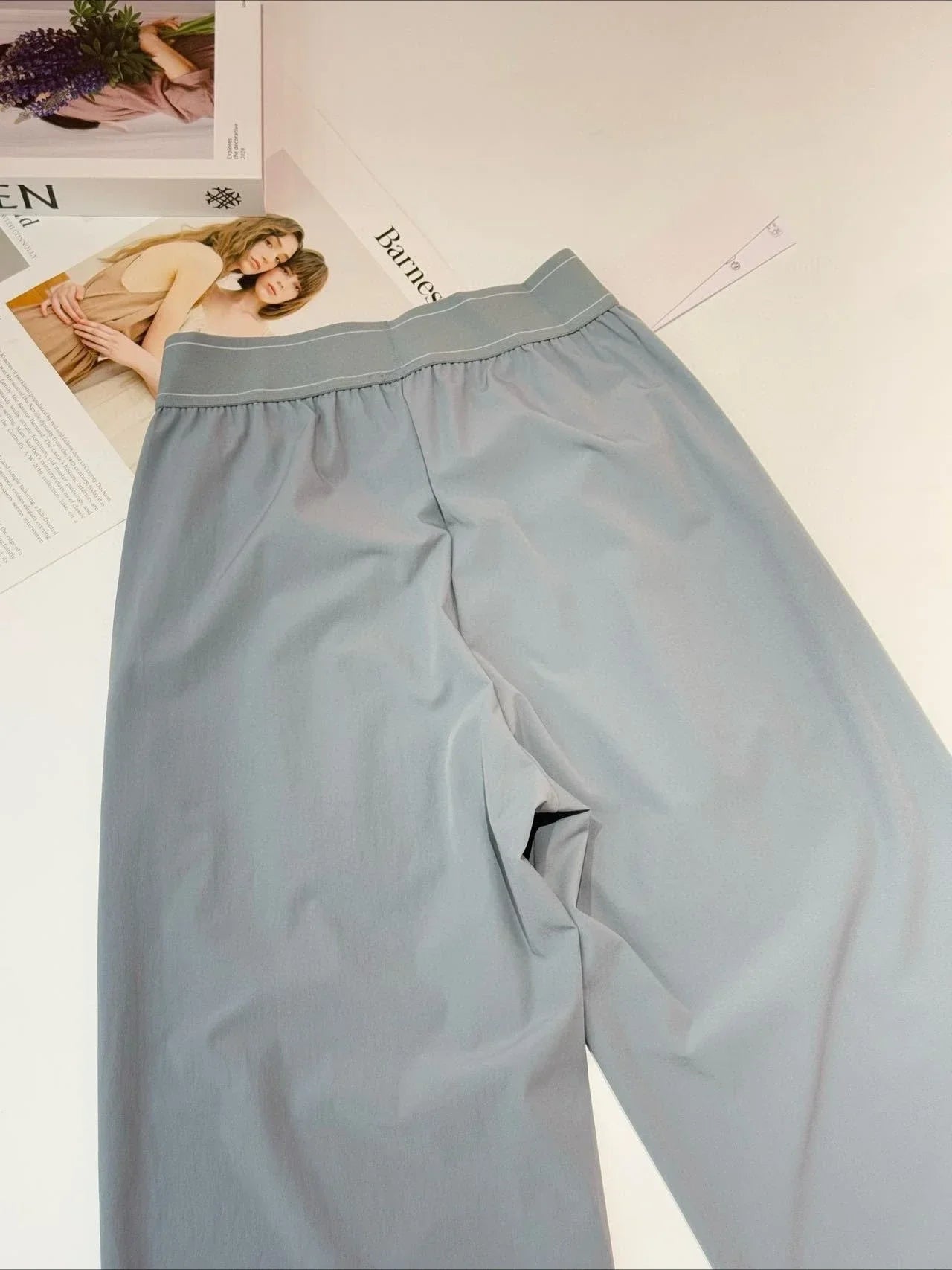 Yoga Sports Straight Leg Pants Women Thin Casual Fashion Solid Elastic Waist Quick Drying Sweatpants Loose Baggy Trousers Women