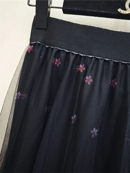 Skirt Women's Long Skirt 2024 New High Waist Slim A-line large Swing Skirt Female A-Line Skirts Summer Sakura Gradient Long Skir