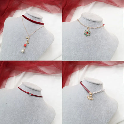 Fashion Lace Necklace For Women Adjustable Elegant Snowfake Strawberry Pendant Velvet Choker Necklace Collar Party Jewelry Gift