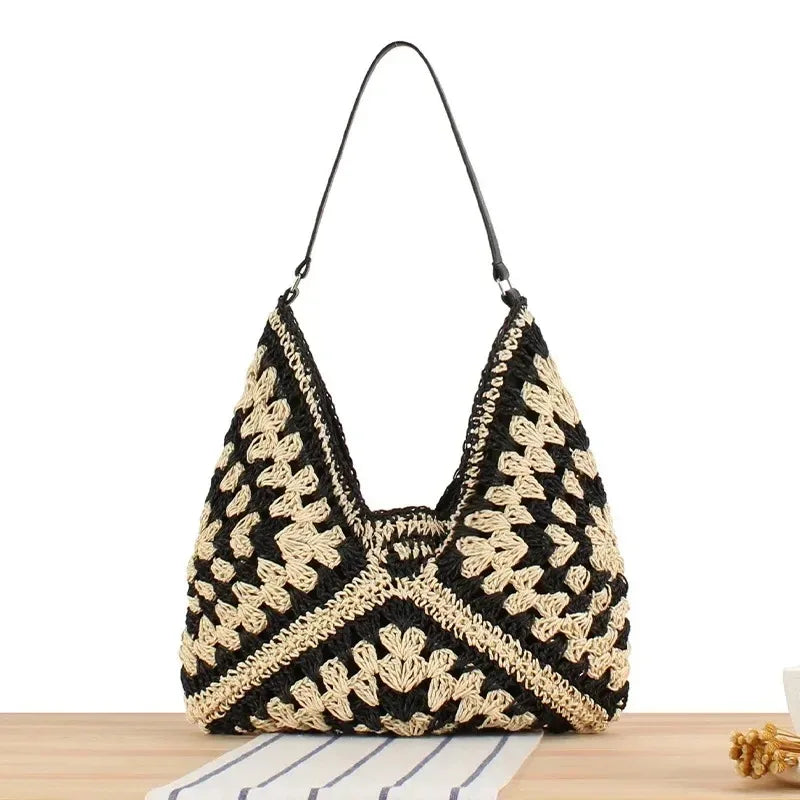 Women Weaving Clutches knit bag Large Portable Shoulder Bag Summer Beach Purses Shopper Satchel Female Tote Bags Handbags