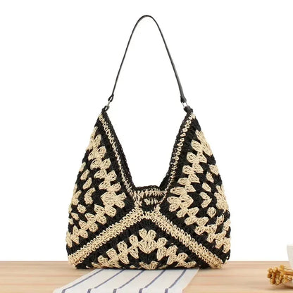 Women Weaving Clutches knit bag Large Portable Shoulder Bag Summer Beach Purses Shopper Satchel Female Tote Bags Handbags