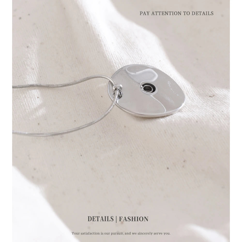 NiNice Necklaces for Women 316L Stainless Steel Original Double Circle Overlay Pendant Personalized Sweater Chain Fashionable