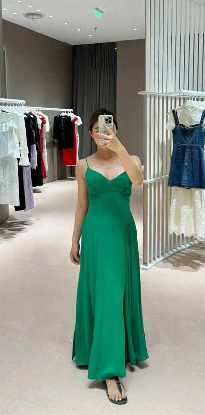 Women's Dresses 2025 New Holiday Temperament Suspenders Back Crossover Maxi Skirt Summer elegant fashion women's midi skirt