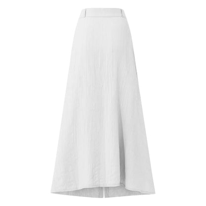 Midi Skirts For Women Bohemian Style Daily And Versatile Half Skirt Fashion Plain Color Basics High Waist Beach Button Dress