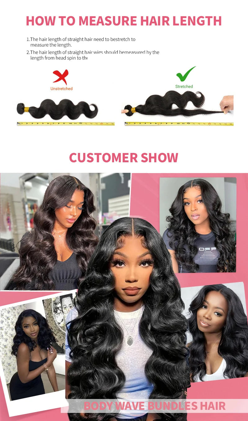 Body Wave Bundles Human Hair Brazilian Hair Weave Bundles 100% Natural Black Human Hair Extensions 1 3 4 PCS Bundles