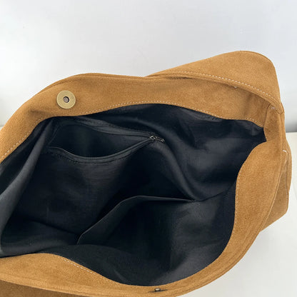 Women Underarm Bag Fashion Tweed Fabric Large Capacity Shoulder Bag Casual Handbag for Daily Office Use Solid Color Handbag