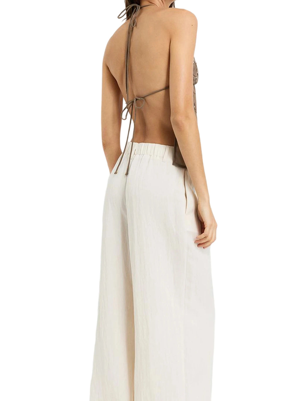 Women Halter Top Tie-Up Sleeveless Tops Shiny Beaded Summer Vest For Beach Vacation Summer Party Daily Wear Streetwear