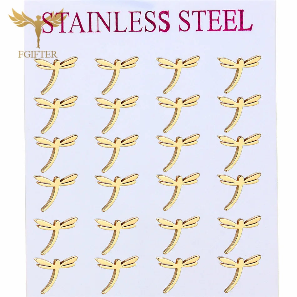 Wholesale Stainless Steel Earrings for Women Girl Animal Clover Flower Cat Bird Unicorn Bear Butterfly Dragonfly Dog Ear Studs