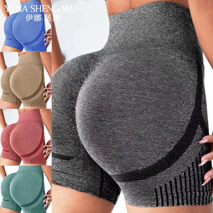 Women Yoga Shorts High Waist Workout Shorts Fitness Yoga Lift Butt Fitness Ladies Gray Yoga Gym Running Short Pants Sportswear