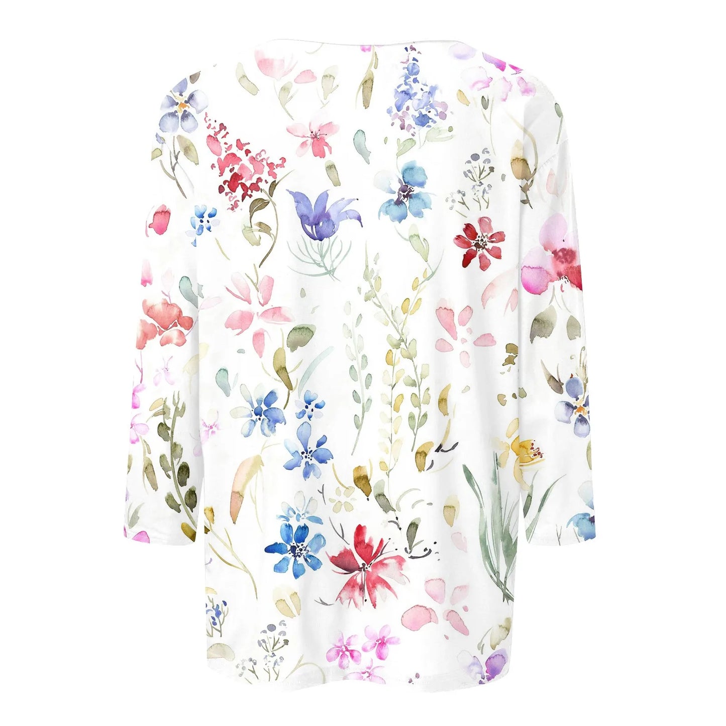 2024 Women Summer Tops Comfortable T Shirt Fashion Flower Print Round Neck 3/4 Sleeve Tops Soft Versatile Pullover Ropa De Mujer