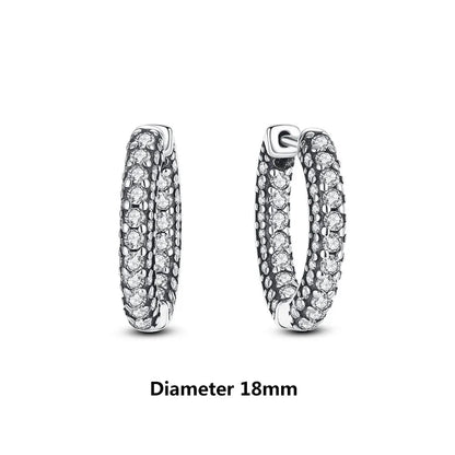 Original 925 Sterling Silver Earrings 2025 Stud Hoop Crystal Earings For Women Rose Gold Crown Heart Infinity Bee Earing Jewelry