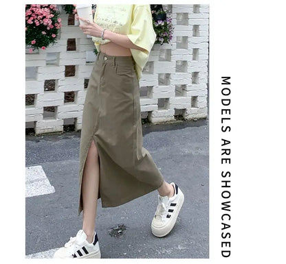 Casual High Quality Maxi Denim Skirts for Women Summer 2025 Fashion White Jeans Dress Long Y2k Medium-length A- Line Skirt Denim