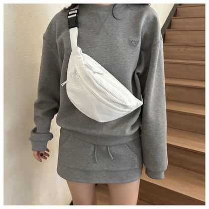 Women Waist Bag Fashion New Student Shoulder Crossbody Bag Corduroy Niche Chest Bag Banana Belt Bags Ladies Handbag