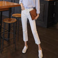 Light Blue Jeans Women Straight Leg Elastic Chic Boyfriend Pants Denim Streetwear Women Ladies Cargo Pants New Fashion 2023