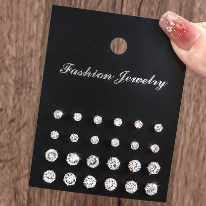 12 Pairs Of Luxurious, Simple, Shiny, And Caring Zirconia Decorative Earrings Are Suitable For Gifts To Parties,And Couples