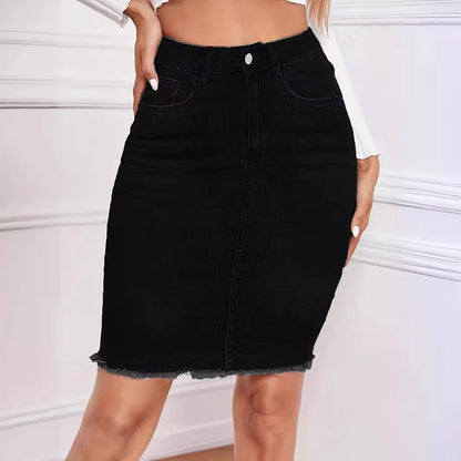 Women's Casual Jean Skirt High Waist Stretch Denim Skirts
