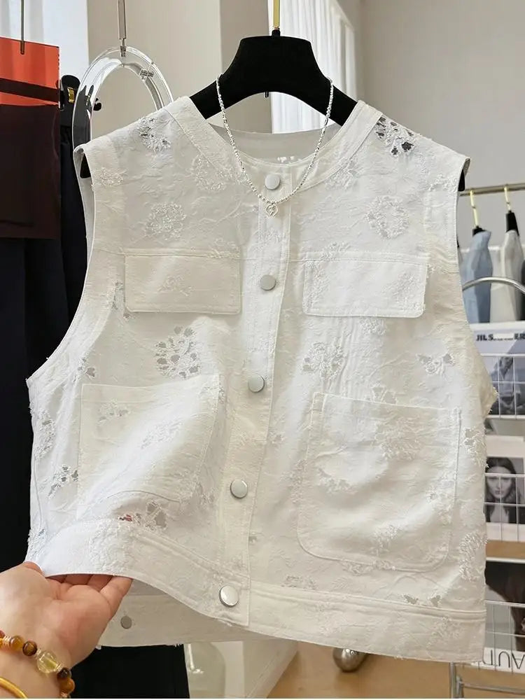 Tops For Women 2025 Summer Elegant Tank Vest Top Ladies Fashion Casual White Sleeveless Vest Tops