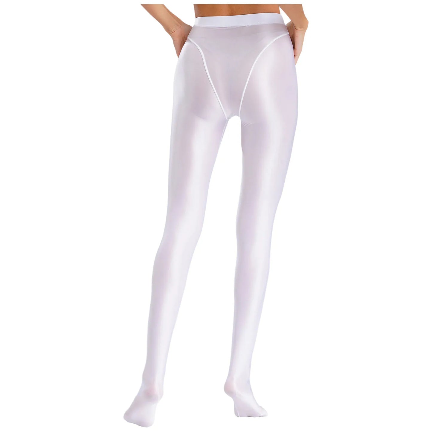 Womens Gymnastic Yoga Pants Leggings High Waist Stretchy Glossy Pantyhose Silky Skinny Pantyhose Role Play Nightclub Wear