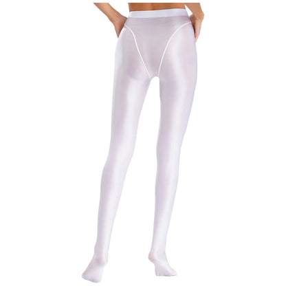 Womens Gymnastic Yoga Pants Leggings High Waist Stretchy Glossy Pantyhose Silky Skinny Pantyhose Role Play Nightclub Wear