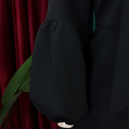 Elegant Dresses for Women Bow Collar Full Sleeve High Waisted A Line Mid Calf Luxury Female Birthday Party Dinner Vestidos Mujer