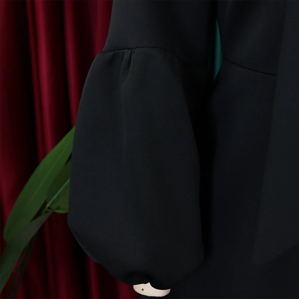 Elegant Dresses for Women Bow Collar Full Sleeve High Waisted A Line Mid Calf Luxury Female Birthday Party Dinner Vestidos Mujer