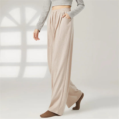 Women Loose Yoga Pants Autumn Soft Drawstring High Waist Modern Dance Sport Wide Leg Clothes Classical Dancing Training Trousers