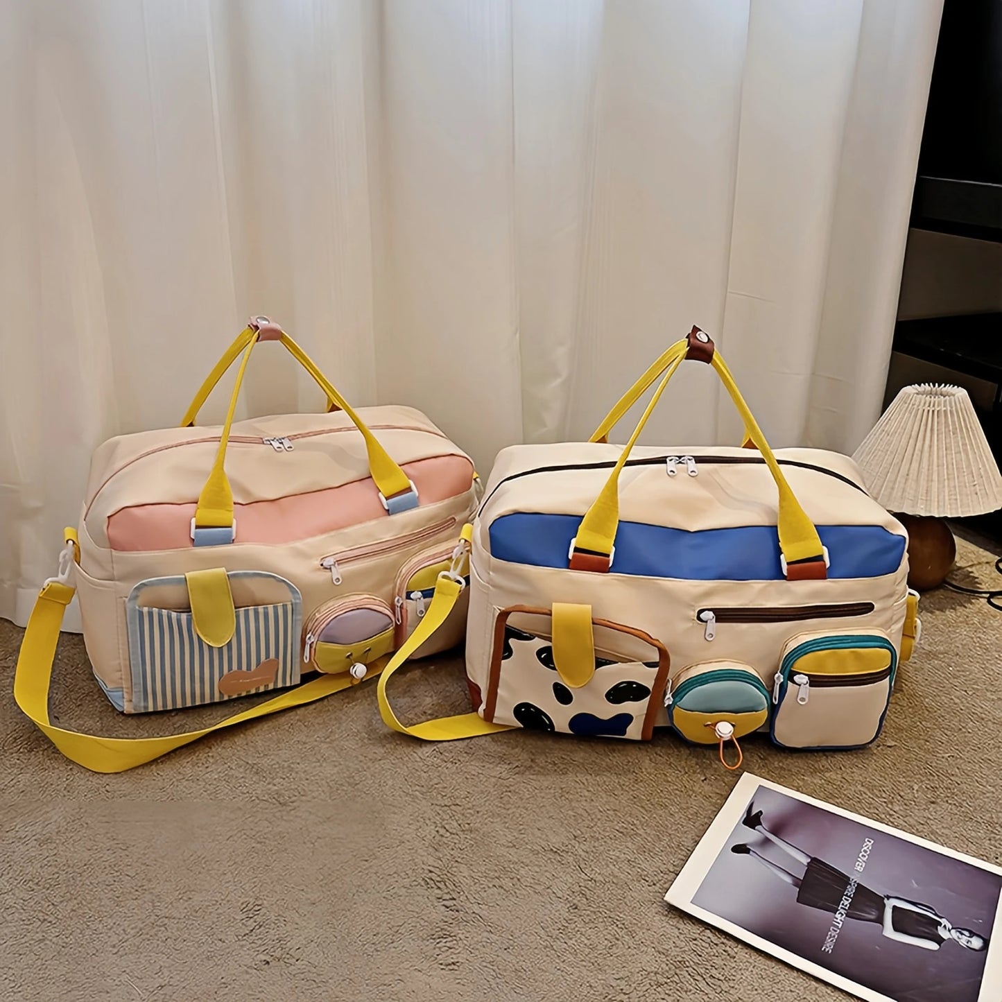 Women's Gym Tote Bags - Gym bags, large capacity sports bags for yoga, travel and fitness essentials - stylish design-tan