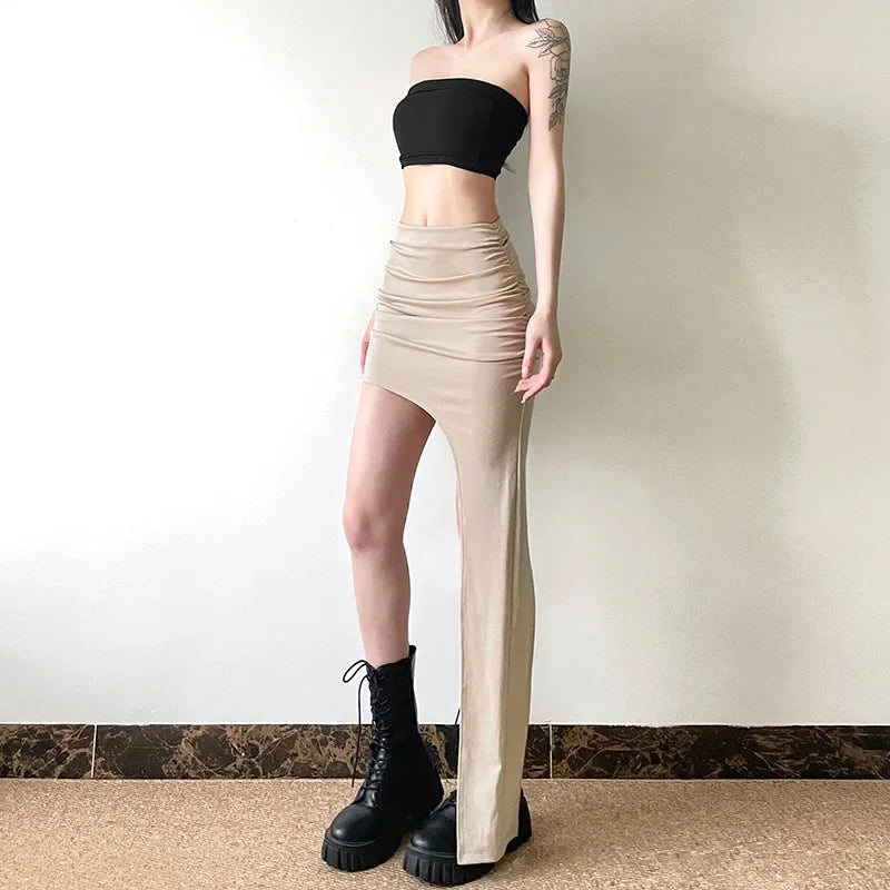 Slim Jupe Femme Été Korean Solid Color Skirts For Women Asymmetrical Y2k Clothes Fashion Clothing Sexy Mujer Conjuntos De Falda