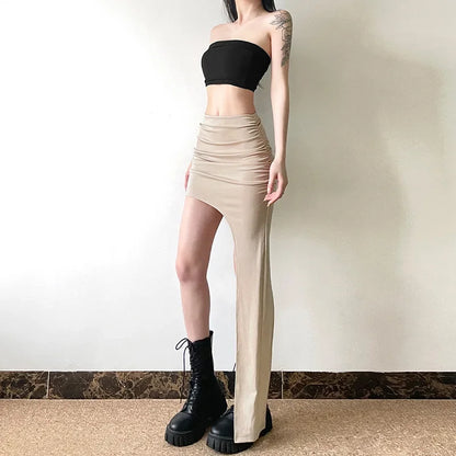 Slim Jupe Femme Été Korean Solid Color Skirts For Women Asymmetrical Y2k Clothes Fashion Clothing Sexy Mujer Conjuntos De Falda