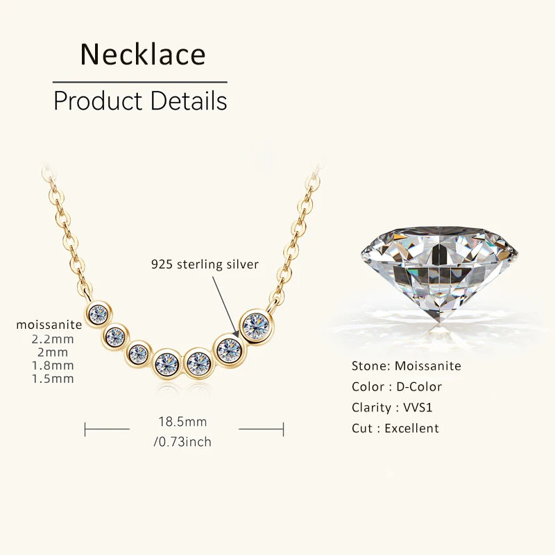 Lnngy Collares Mujer 925 Sterling Silver Clavicle Necklace For Women Exquisited 7 Stones Moissanite Pendant Necklaces Jewellry