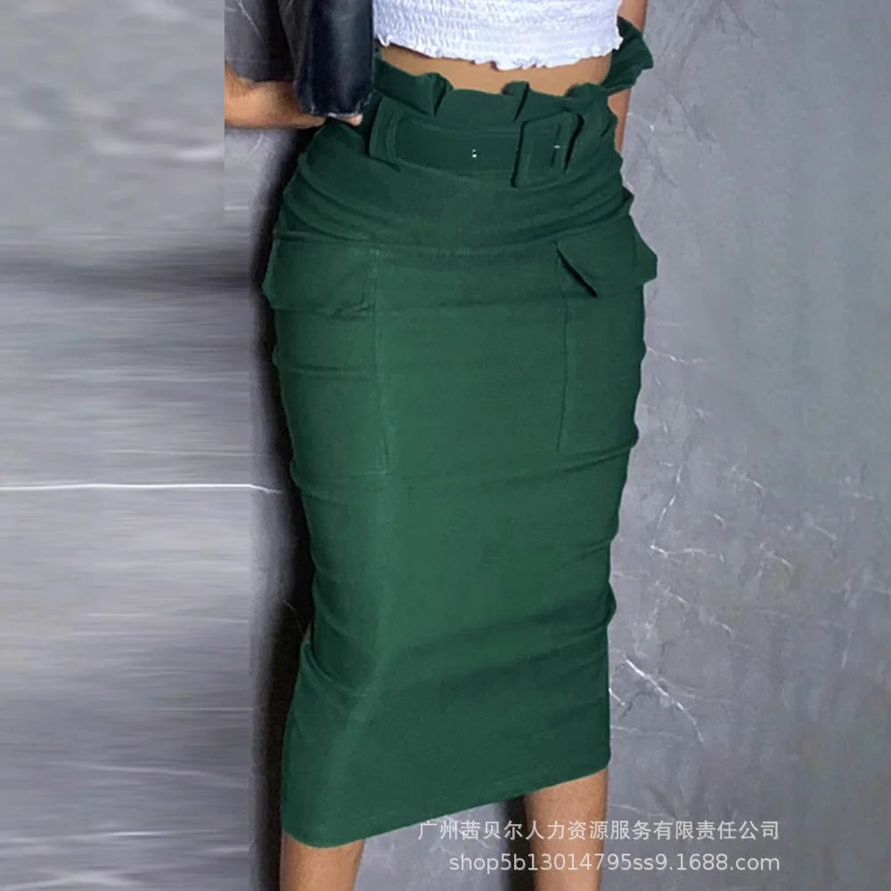 Skirts Mid Length Skirt Women Slim Fit Casual High Waist Bodycon Y2k Streetwear Elegant Splice Temperament Party Work Spring