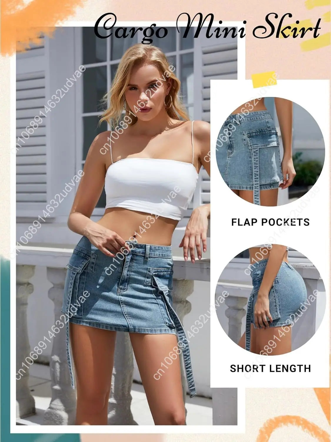 Women Cargo Skirt Denim Mini Low Waist Y2K Jean Skirts with Pockets