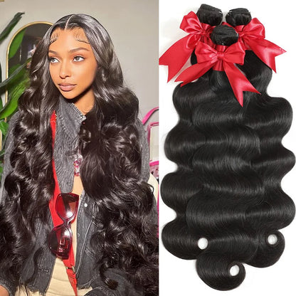 30 40 Inch Body Wave Human Hair Bundles 100% Brazilian Raw Human Hair 1/3/4 Bundles for Women 16A Thick Bundles