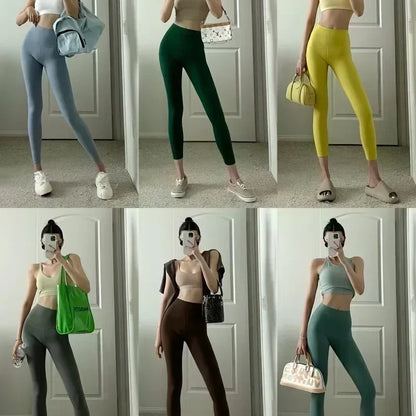 Yoga Pants No Embarrassment Line Sports Fitness Pants Tight Peach Lift Hip High Waist Nude Yoga Leggings