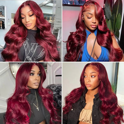 FABA Glueless Wigs Human Hair 7x5 Wear and Go Glueless Wig Pre Plucked  with Natural Hairline Burgundy Body Wave Wigs For Women