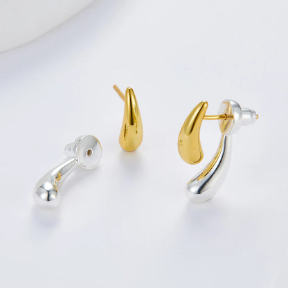 925 Silver Two Tone Plated High Polished Small Stud Earrings For Women Minimalist Trendy Statement Earring Personalized Gift