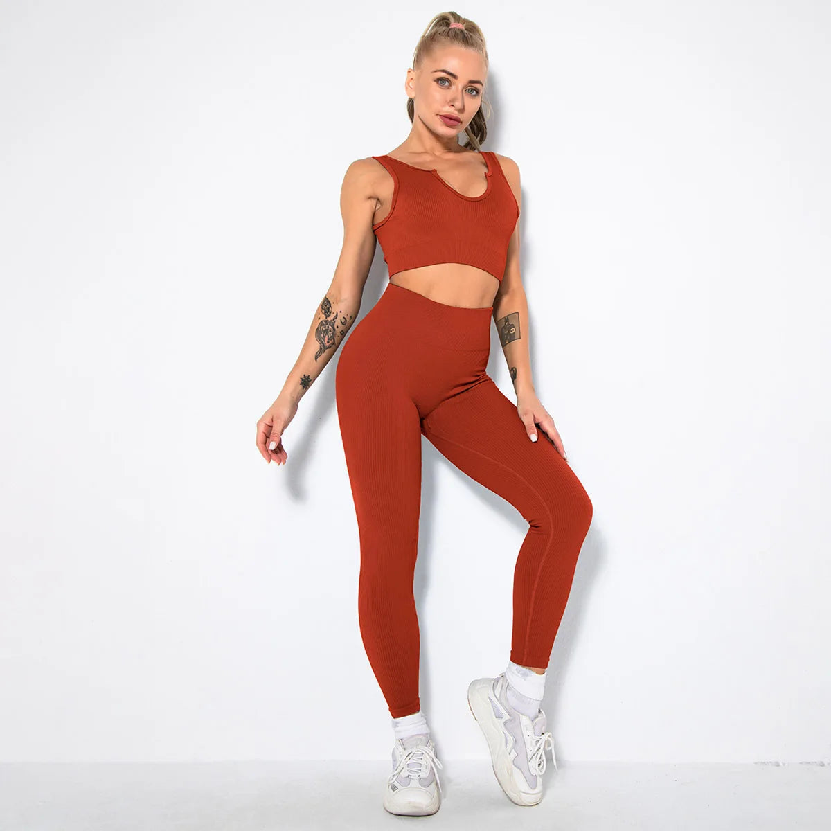 Ribbed Yoga Leggings Women Sports Pants Tights Seamless Sport Femme Gym Leggins Workout Fitness Pants Athletic Wear