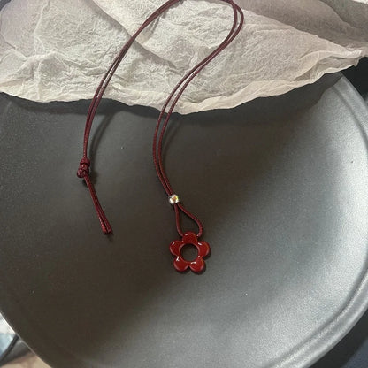 Flower Aesthetic Necklace For Women Adjustable Chain Girls Party Birthday Gift Amber Jewelry Gift Accessories Wholesale