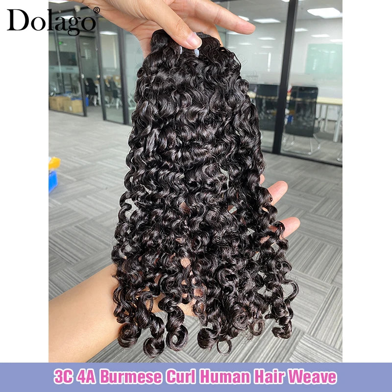 3C 4A Burmese Curly Hair Bundles Virgin Human Hair Weft Vietnamese 100% Raw Human Hair Extensions Unprocessed Weave Wholesale