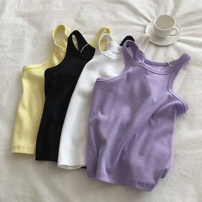 2024 Women Tank Tops Sexy Cropped Top Female Women Summer Camisole Camis Black White Sport Clothes For Women