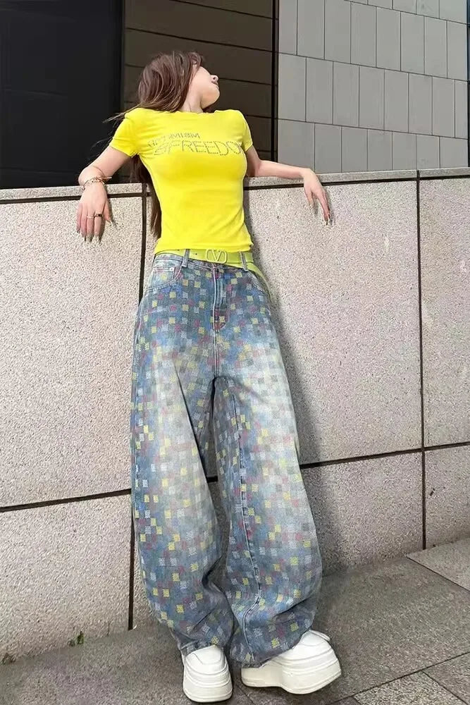 Blue Jeans Women Vintage High Waisted Straight Summer Oversized Casual Big Size Wide Leg Denim Baggy Pants Y2K Female Trousers