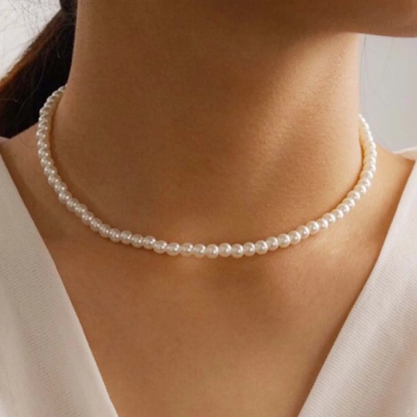 Women's Pearl Clavicle Necklaces All-Match Pearl Romantic Clavicle Necklace for Birthday Stage Party Show
