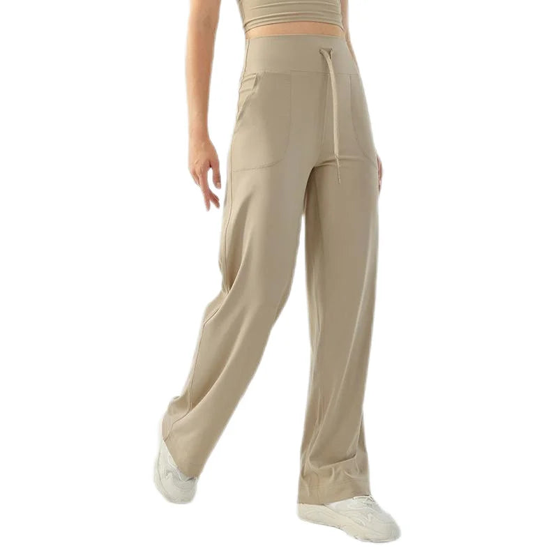 Women's Yoga Pant Autumn Winter Loose Fit Wide Leg Pants Commuting Fitness Drawstring Casual Trousers
